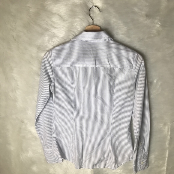 J. Crew Pin Stripe Career Blue and White Blouse - Picture 4 of 5